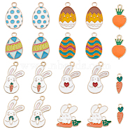 40Pcs 10 Style Alloy Enamel Pendants, Rabbit/Carrot/Easter Egg, Mixed Color, 16~25x5~20x1~2mm, Hole: 1.5~2mm, 4pcs/style(ENAM-SC0004-75)