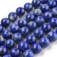 Natural Lapis Lazuli Bead Strands, Round, 10mm, Hole: 1mm, about 38pcs/strand, 15.5 inch(395mm)(G-G953-01-10mm)