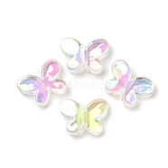 Transparent UV Plating Rainbow Iridescent Acrylic Beads, Butterfly, Clear AB, 12.8x17.2x4.3mm, Hole: 2mm(OACR-A021-04)