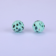 Printed Round Silicone Focal Beads, Cyan, 15x15mm, Hole: 2mm(SI-JX0056A-21)