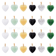 24Pcs 6 Style Spray Painted Glass Pendants, with Golden Plated Iron Bails, Imitation Jade, Heart, Mixed Color, 22x20.5x7mm, Hole: 2x6mm, 4pcs/style(GLAA-HY0001-07)