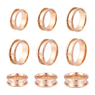 Yilisi 6Pcs 6 Size 201 Stainless Steel Grooved Finger Ring Settings, Ring Core Blank, Rose Gold, US Size 6 1/2~12 3/4(16.9~22mm), 1pc/size(FIND-YS0001-11)