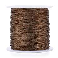 Polyester Braided Metallic Thread, for DIY Braided Bracelets Making and Embroidery, Coconut Brown, 0.4mm, 6-Ply, about 54.68 yards(50m)/roll(OCOR-I007-B-03)
