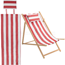 Stripe Pattern Chair Oxford Cloth, with Pillow, Beach Chair Cloth Replacement Supplies, Red, 1440mm(AJEW-WH0248-453A)