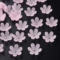 Transparent Acrylic Beads, Frosted, Flower, Pink, 20.5x18.5x6.5mm, Hole: 2mm, about 857pcs/500g(MACR-S373-107-D06)