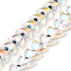 Transparent Electroplate Glass Beads Strands, Half Plated, Crescent Moon, Clear AB, 14x9x6mm, Hole: 1mm, about 80pcs/strand, 26.77''(68cm)(X-EGLA-E030-01O)