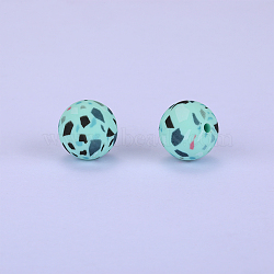 Printed Round Silicone Focal Beads, Cyan, 15x15mm, Hole: 2mm(SI-JX0056A-21)