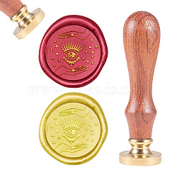DIY Scrapbook, Brass Wax Seal Stamp, with Natural Rosewood Handle, Eye Pattern, 25mm(AJEW-CP0002-03-002)