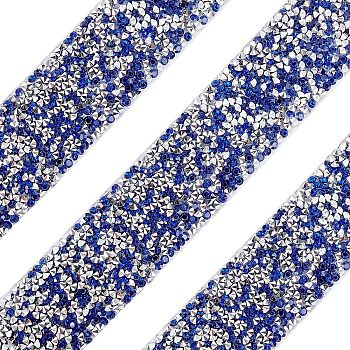 Glitter Resin Hotfix Rhinestone, Hot Melt Adhesive on the Back, Rhinestone Trimming, Costume Accessories, Medium Blue, 29x2mm, 91cm/Board.