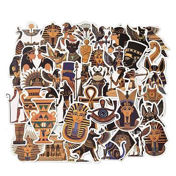 Ancient Egypt Theme Waterproof PVC Self-adhesive, for Suitcase, Laptop, Cup, DIY Photo Album Diary Scrapbook Decoration, Human, 44~75x19~61x0.2mm, 50pcs/set.