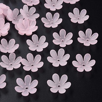 Transparent Acrylic Beads, Frosted, Flower, Pink, 20.5x18.5x6.5mm, Hole: 2mm, about 857pcs/500g