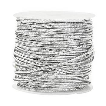 Polyester & Rubber Elastic Cord, Round, Silver, 1mm, about 21.87 Yards(20m)/Roll