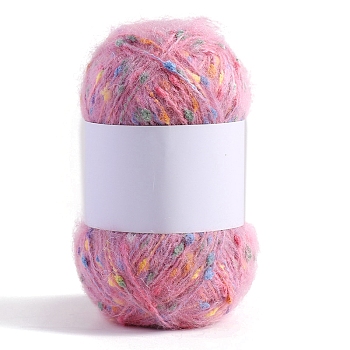 50g 40% Polyester & 60% Acrylic Fiber Soft Mohair Yarn, Ball Yarns, Scarves Sweater Shawl Hats Crochet Thread, Flamingo, 2mm
