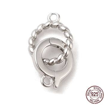 Rhodium Plated 925 Sterling Silver Fold Over Clasps, Twist Ring, with 925 Stamp, Real Platinum Plated, Twist Ring: 10x8x1.5mm, Hole: 1mm, Ring: 9.5x7.5x2mm, Hole: 1mm