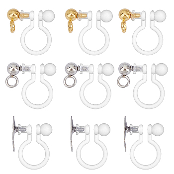 304 Stainless Steel Clip-on Earring Component, with Plastic, Mixed Color, 13x9x6mm, Hole: 1.5mm, 30pcs/box