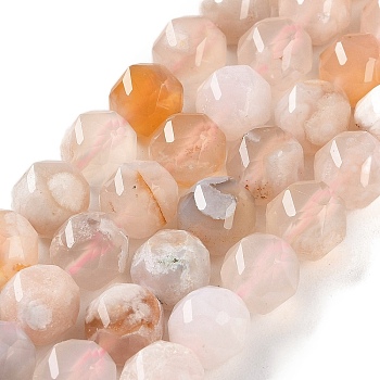 Natural Cherry Blossom Agate Beads Strands, Faceted, Double Hearted & Star Cut Beads, 8.5~10.5x9~10.5mm, Hole: 0.8mm, about 40~42pcs/strand, 15.43~15.94 inch(39.2~40.5cm)