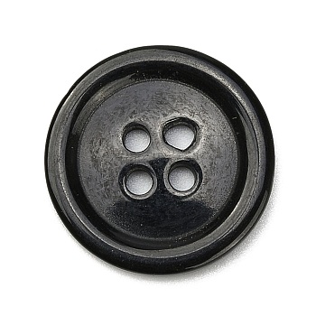 Resin Buttons, Dyed, Flat Round, Black, 20x3mm, Hole: 2mm, 195pcs/bag