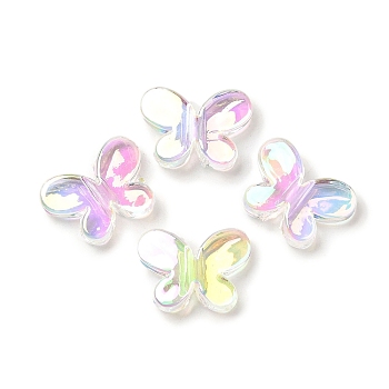 Transparent UV Plating Rainbow Iridescent Acrylic Beads, Butterfly, Clear AB, 12.8x17.2x4.3mm, Hole: 2mm
