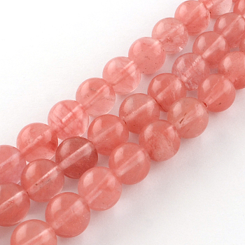 Cherry Quartz Glass Beads Strands, Round, 8mm, Hole: 1mm, about 48pcs/strand, 14.9 inch