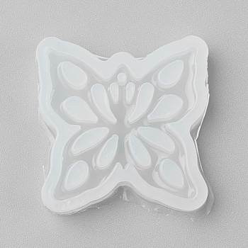 Food Grade Pendant Silicone Molds, Fondant Molds, For DIY Cake Decoration, Chocolate, Candy, UV Resin & Epoxy Resin Jewelry Making, Butterfly, White, 38x38x9mm