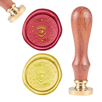 DIY Scrapbook, Brass Wax Seal Stamp, with Natural Rosewood Handle, Eye Pattern, 25mm