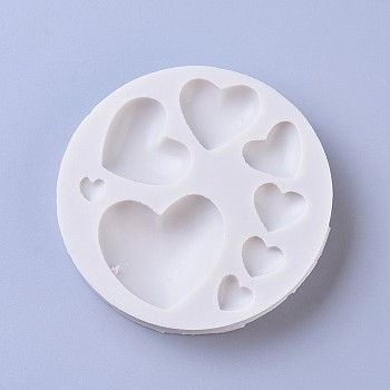 Food Grade Silicone Molds, Fondant Molds, for DIY Cake Decoration, Chocolate, Candy, UV Resin & Epoxy Resin Jewelry Making, Heart, WhiteSmoke, 76x14mm