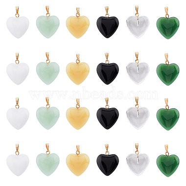 Golden Mixed Color Heart Iron+Glass Pendants