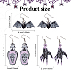 3 Pairs 3 Style Skeleton Hand & Bat & Bottle Acrylic Dangle Earrings for Halloween(EJEW-AN0002-93)-2