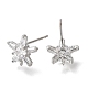 Brass Pave Cubic Zirconia Stud Earring Findings(CU-CBAE189-04P)-2
