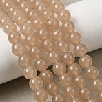 Natural White Jade Beads Strands, Dyed, Round, BurlyWood, 8mm, Hole: 0.7mm, about 48~50pcs/strand, 14.72~14.96''(37.4~38cm)(G-H348-8mm-02)