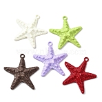 Spray Paint Alloy Big Pendants, Starfish, Mixed Color, 59.5x56x9mm, Hole: 4mm(FIND-H055-14)