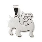 Non-Tarnish 304 Stainless Steel Pendants, Laser Cut, Bulldog Charm, Stainless Steel Color, 19x18x1mm, Hole: 3X6mm(STAS-NH0001-01B-P)