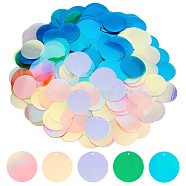 500Pcs 5 Colors Iridescent PVC Paillette/Sequins Pendants, Flat Round, Ornament Accessories, Mixed Color, 50mm, 100pcs/color(KY-OC0001-33C)