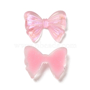 Transparent Epoxy Resin Cabochons, Bowknot with Glitter Powder, Pink, 13x17x4mm(CRES-Z002-07)