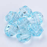 Transparent Acrylic Beads, Faceted, Round, Light Cyan, 8x7mm, Hole: 1.5mm, about 1920pcs/500g(TACR-Q256-8mm-V38)