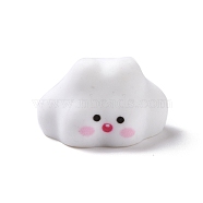 Cute Opaque Resin Cabochons, Cloud with Face Pattern, White, 21x27x17mm(RESI-L037-02H)
