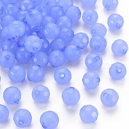 Transparent Acrylic Beads, Dyed, Faceted, Round, Medium Slate Blue, 8x7.5mm, Hole: 1.6mm, about 1810pcs/500g(TACR-S154-62E-01)