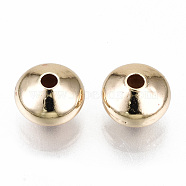 Brass Beads, Nickel Free, Bicone, Real 18K Gold Plated, 7x5mm, Hole: 1.6mm(KK-T062-09B-NF)