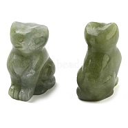 Natural Southern Jade Carved Figurines, for Home Office Desktop Decoration, Cat, 10.5~13x16~18x21.5~23.5mm(DJEW-L023-B13)