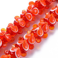 Handmade Bumpy Lampwork Beads Strands, Fox, Red, 12~13x17~19.5x15~16mm, Hole: 2.5mm, about 40pcs/strand, 16.54 inch(42cm)(LAMP-S194-016A)