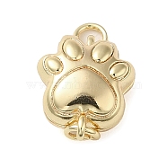 Brass Magnetic Clasps with Jump Ring, Paw Print, Real 18K Gold Plated, 12.5x9.5x6mm(KK-H455-54G)
