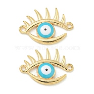 Alloy Enamel Links Connector Charms, Golden, Deep Sky Blue, Eye, 17x23.5x3mm, Hole: 1.6mm(ENAM-S003-01B)