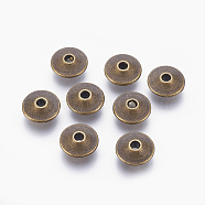 Tibetan Style Alloy Beads, Lead Free & Nickel Free & Cadmium Free, Bicone, Antique Bronze Color, Size: about 11mm in diameter, 5mm thick, hole: 2.2mm(X-TIBEB-A10888-AB-FF)