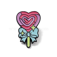 Cartoon Heart Lollipop Alloy Enamel Pin Brooch, for Backpack Clothes, 29.5x20x1.4mm(JEWB-C029-10D)