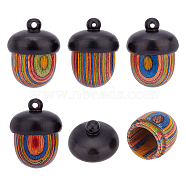 Spray Painted Wooden Acorn Box Jewelry Pendants, Rainbow Acorn Charm, with Screw Cap, Autumn, Secret Canister, Colorful, 30x22mm, Hole: 1.8mm, Inner Diameter: 13mm(FIND-WH0143-46)