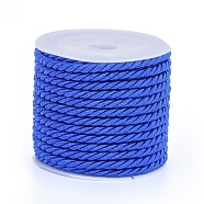 Polyester Cord, Twisted Cord, Blue, 3mm, about 5.46 yards(5m)/roll(OCOR-L041-3mm-11)