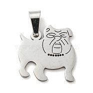 304 Stainless Steel Pendants, Laser Cut, Bulldog Charm, Stainless Steel Color, 19x18x1mm, Hole: 3X6mm(STAS-NH0001-01B-P)