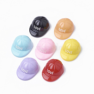 Resin Cabochons, Hat with Word Love, Mixed Color, 25x19x11mm(CRES-T007-16)