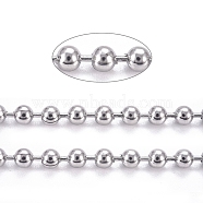 304 Stainless Steel Ball Chains, with Spool, Stainless Steel Color, 3mm, about 32.8 Feet(10m)/roll(CHS-F009-01D-P)
