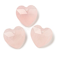 Natural Rose Quartz Faceted Heart Charms, 13x13x6mm, Hole: 1mm(G-G123-01D)